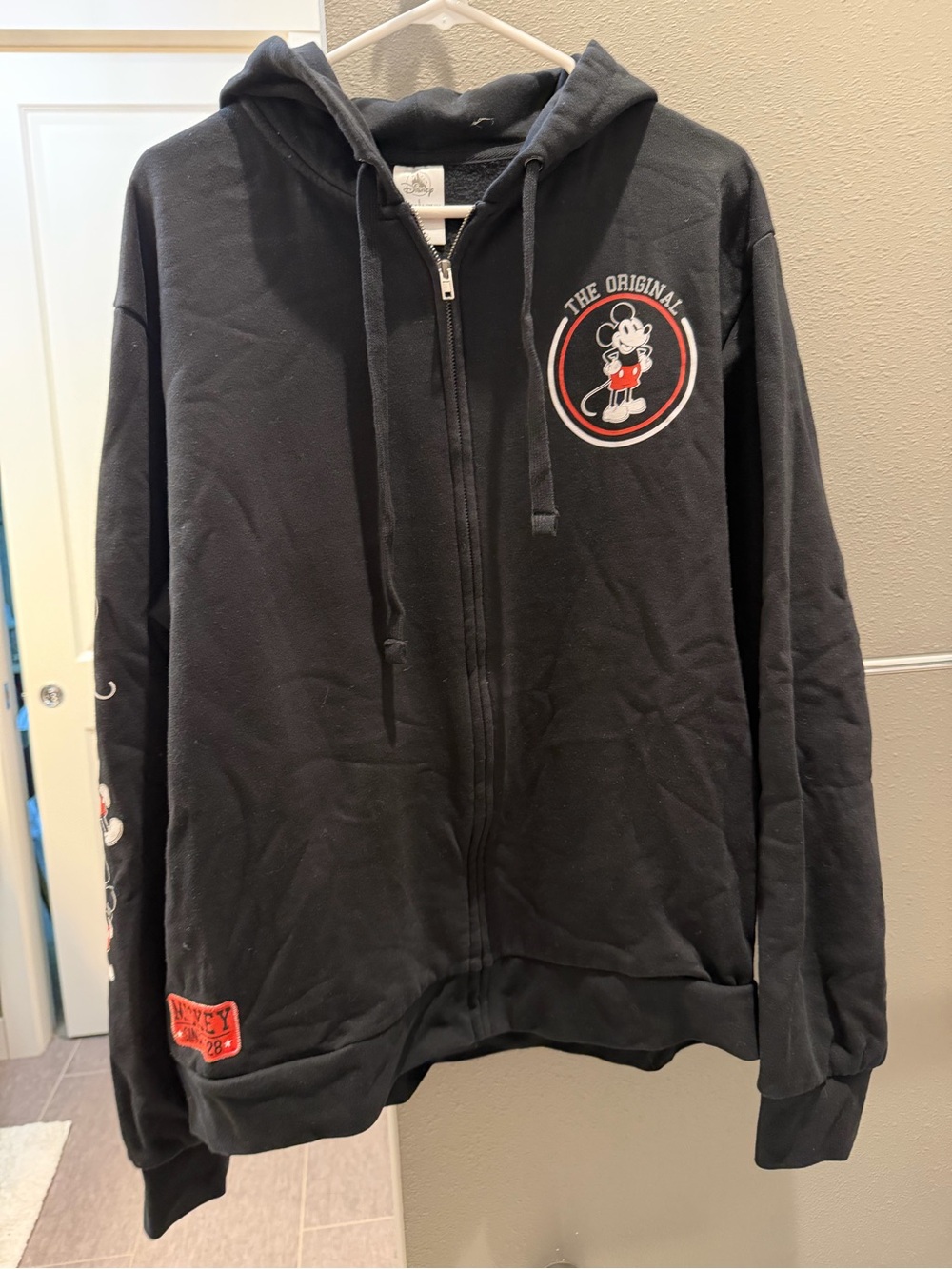 Disney Black Zip-Up Hoodie Jacket with Mickey Graphic